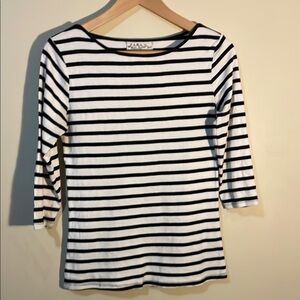 Zara organic cotton Women's Black and White Striped Top
